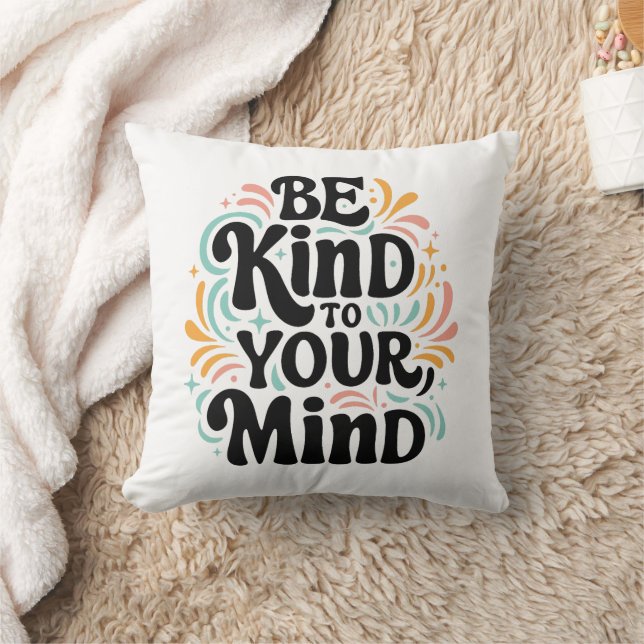 Be kind to your mind retro groovy self love throw pillow (Blanket)