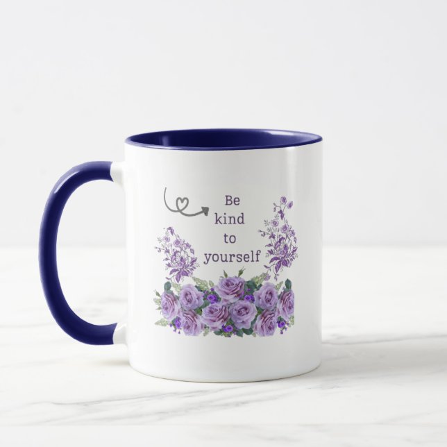 be kind to yourself floral inspirational Mug (Left)