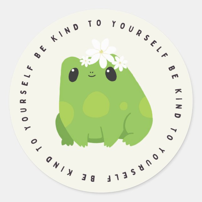Be Kind To Yourself, Kawaii Frog, Gift Sticker (Front)