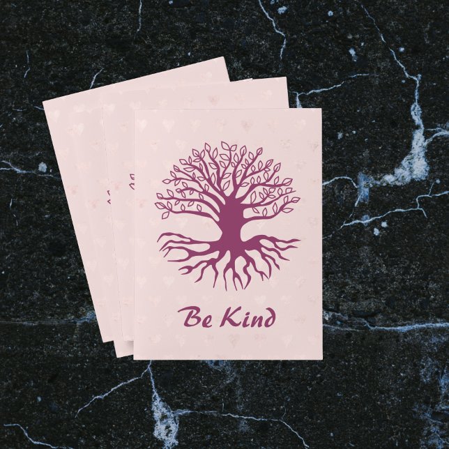 Be Kind Tree of Life in Burgundy with Pink Hearts Pocket Folder (Creator Uploaded)