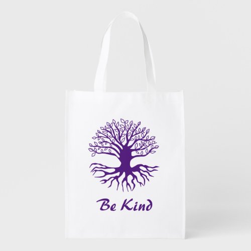 Be Kind _ Tree of Life in Purple Grocery Bag