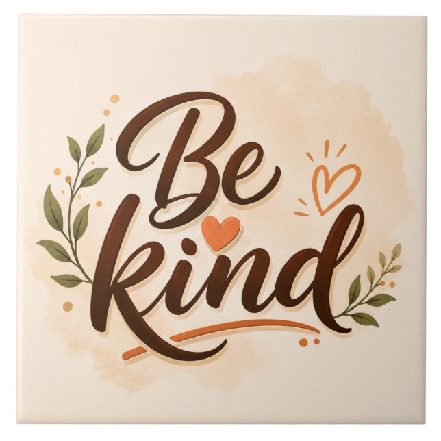Be Kind Typography Ceramic Tile (Front)
