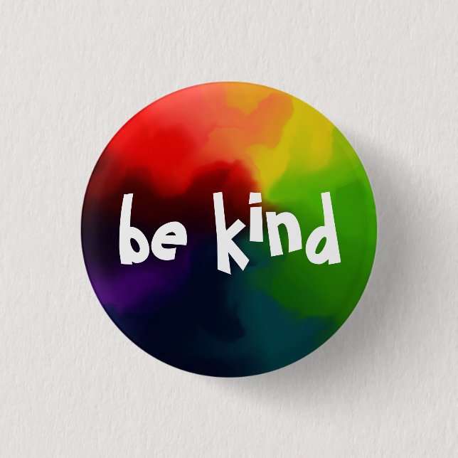  Be Kind Typography  Rainbow Nebula Button (Front)