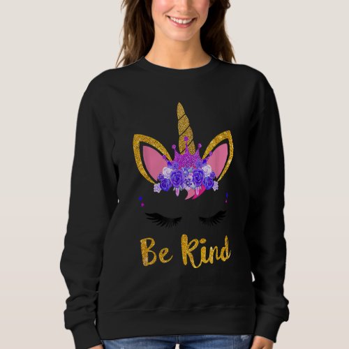 Be Kind Unicorn Girl Kids Orange Unity Day 2022 Sweatshirt