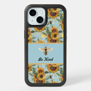 Be Kind Vintage Turquoise Sunflower Bee iPhone 15 Case