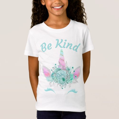Be Kind Women  Kid Inspirational Elegant Unicorn T_Shirt