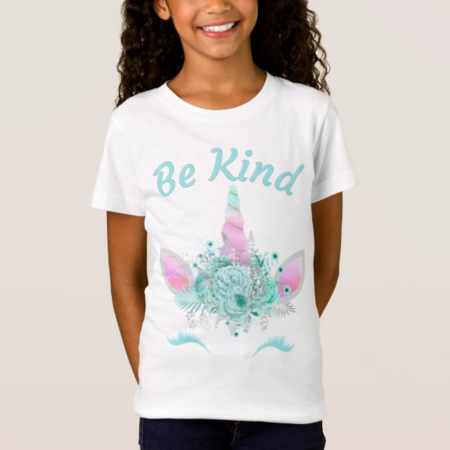 Be Kind: Women & Kid Inspirational Elegant Unicorn T-Shirt (Front)