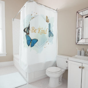 Be Kind Women’s Inspirational Butterfly Watercolor Shower Curtain
