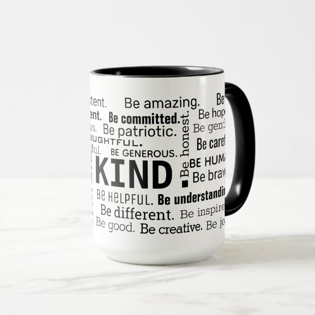 Be Kind Word Cloud inspirational Words Mug (Front Right)