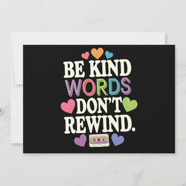 Be Kind Words Don't Rewind Funny Invitation (Front)