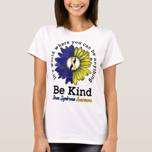 Be Kind World Down Syndrome Day Awareness Ribbon T_Shirt