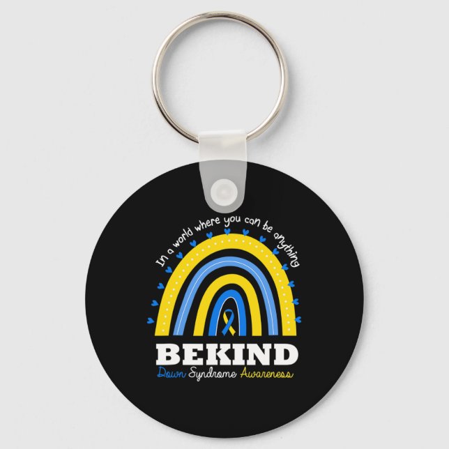 Be Kind World Down Syndrome Day Awareness Supporte Keychain (Front)