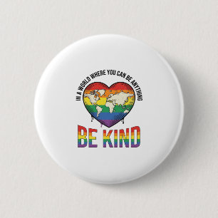 Be Kind World Heart Rainbow Vector T-Shirt Design_ Button