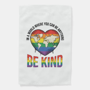 Be Kind World Heart Rainbow Vector T-Shirt Design_ Garden Flag