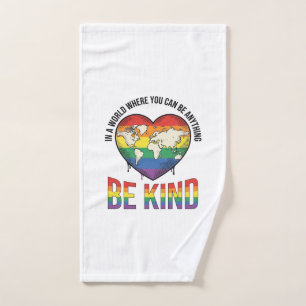 Be Kind World Heart Rainbow Vector T-Shirt Design_ Hand Towel