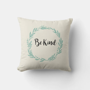 Be Kind Wreath Throw Pillow