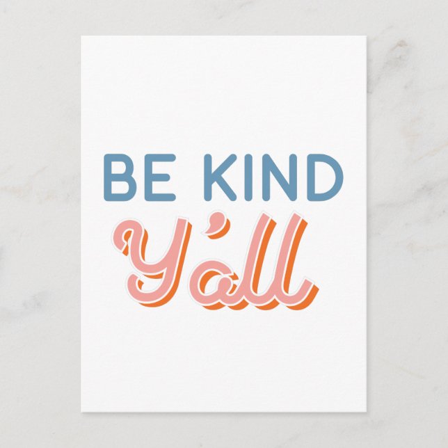 Be Kind Y’all Southern Postcard (Front)