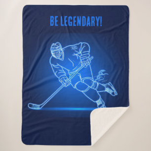 "Be Legendary" Hockey Player Sherpa Blanket