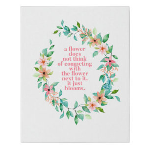Be Like A Flower Quote Tropical floral Wreath Faux Canvas Print