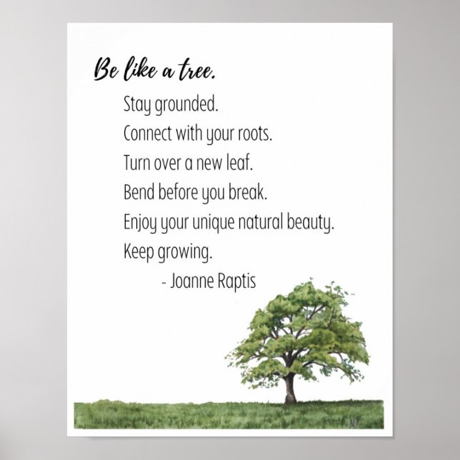 Be Like a Tree Inspirational Wall Art Print (Front)