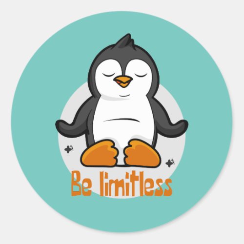 Be Limitless Kawaii Funny Penguin Doing Yoga Poses Classic Round Sticker