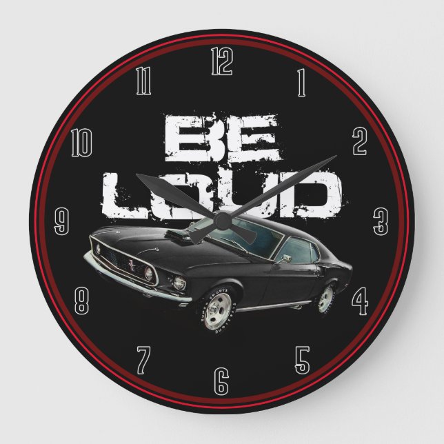 Be Loud Mustang Large Clock (Front)