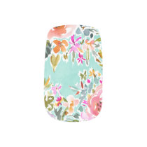 BE LOVE Aqua Colorful Floral Minx Nail Art BE LOVE Aqua Colorful Floral Minx Nail Art