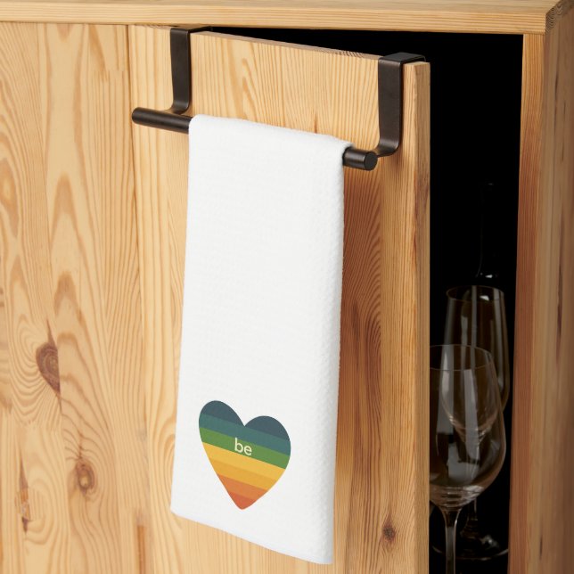 Be Love Retro Rainbow Heart  Kitchen Towel (Thirds Fold)