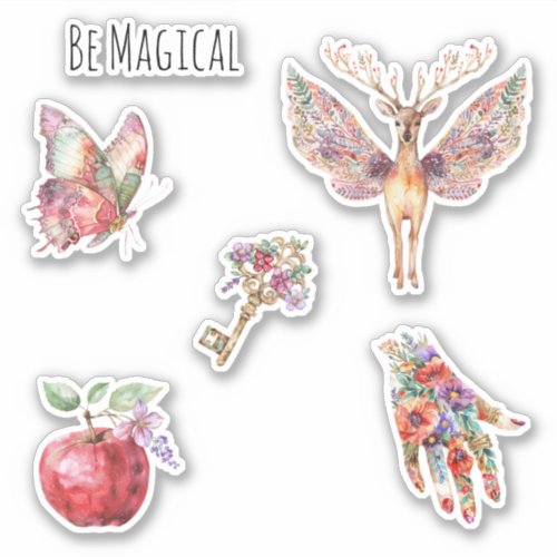 Be Magical Deer Purple Wings Butterfly Sticker