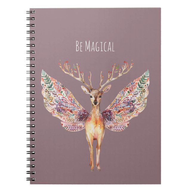 Be Magical Deer Purple Wings Notebook (Front)