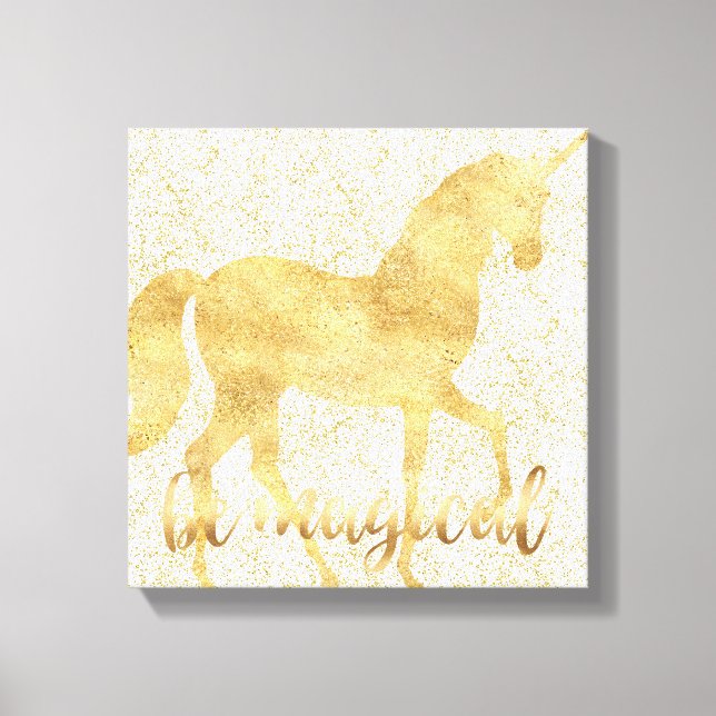 Be Magical Gold Unicorn Canvas Print (Front)