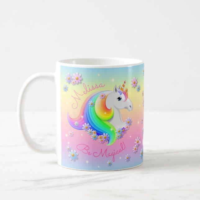 Be Magical Rainbow Unicorn Princess Sparkle Coffee Mug (Left)