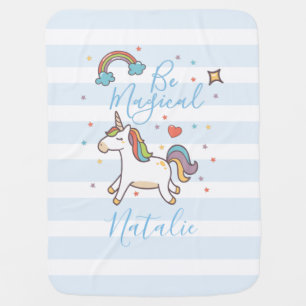 Be Magical Unicorn and Rainbow Baby Blanket