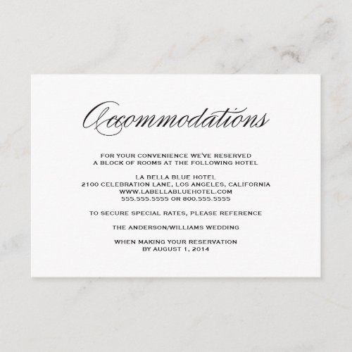 Be Married | Accommodation Enclosure Card