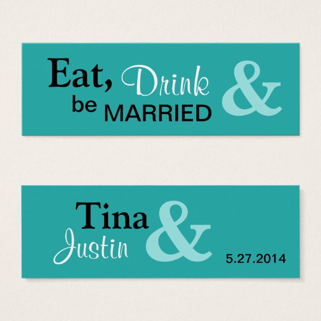 Be Married Small Favor Tag - Aqua (Front & Back)