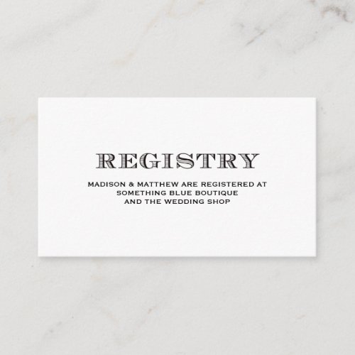 Be Married | Wedding Registry Card Double-Sided Standard Business Cards (Pack Of 100)