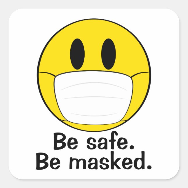 Be Masked Emoji Square Sticker (Front)