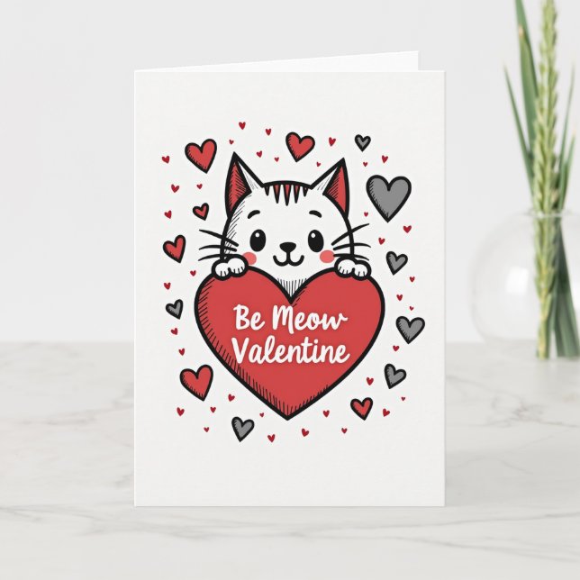 Be Meow Valentine Cat Card (Front)