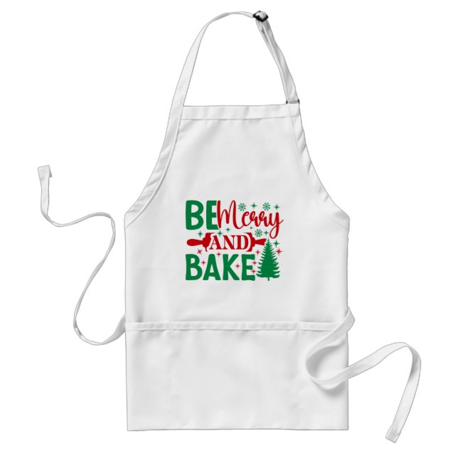 Be Merry And Bake Christmas Adult Apron (Front)