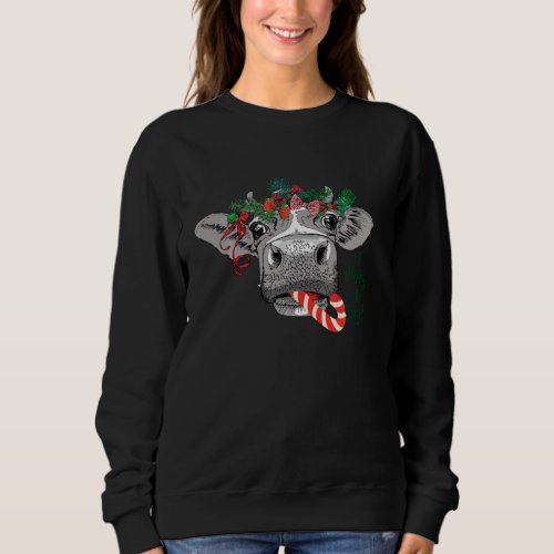 Be Merry And Bright Christmas Cow Farming Merry Co Sweatshirt