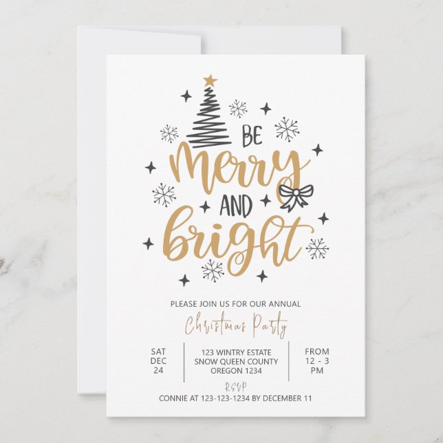 Be Merry and Bright, Christmas Holiday Party Invitation (Front)