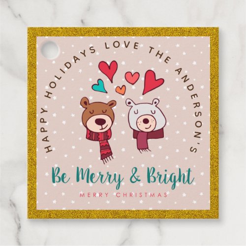 Be Merry and Bright Cute Wild BEARS Winter Holiday Favor Tags