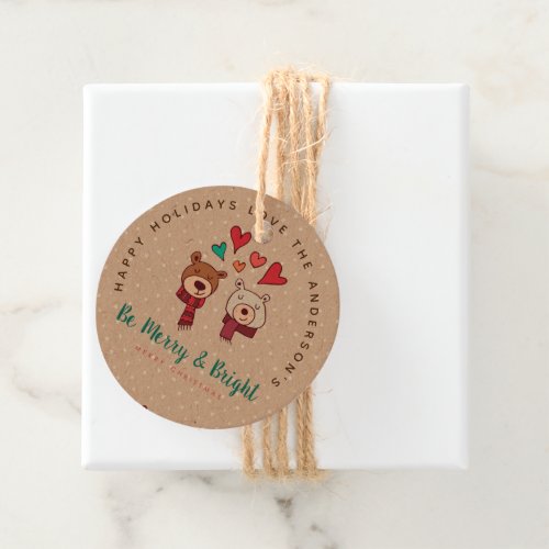 Be Merry and Bright Cute Wild BEARS Winter Holiday Favor Tags