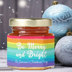 Be Merry and Bright Rainbow Christmas Custom Honey Jar Favors