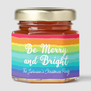 Be Merry and Bright Rainbow Christmas Custom Honey Jar Favors