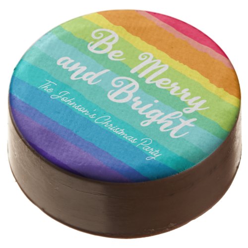 Be Merry and Bright Rainbow Custom Christmas Party Chocolate Covered Oreo