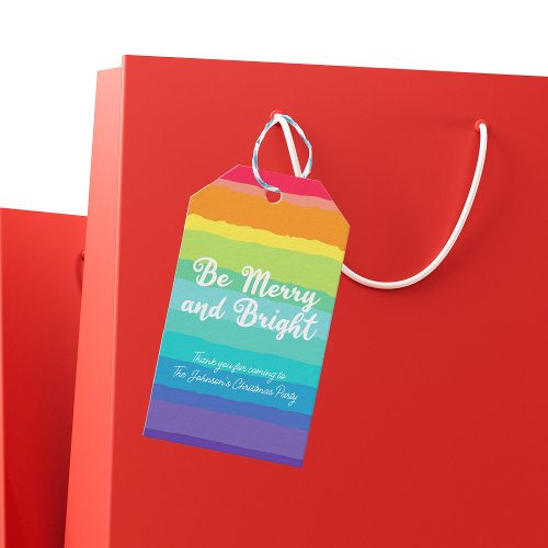 Be Merry and Bright Rainbow Custom Christmas Party Gift Tags