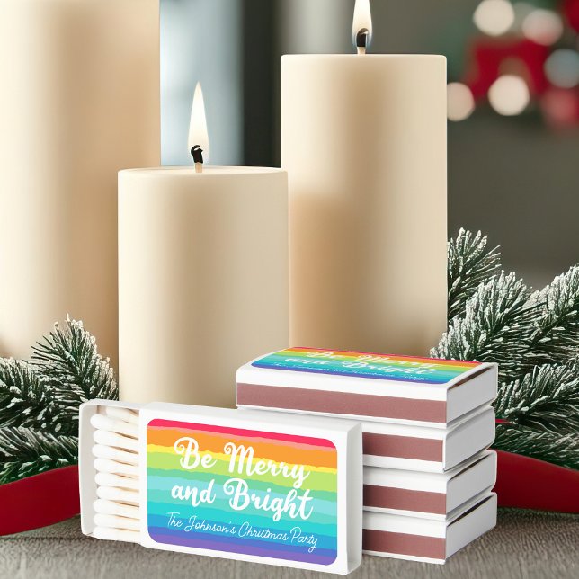 Be Merry and Bright Rainbow Custom Christmas Party Matchboxes (Creator Uploaded)