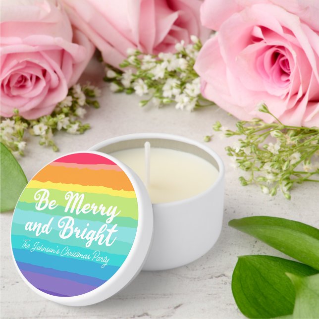 Be Merry and Bright Rainbow Custom Christmas Party Mini Candle Favors (Insitu (Wedding))