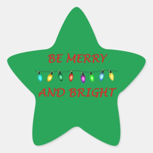 Be Merry and Bright red Star Sticker